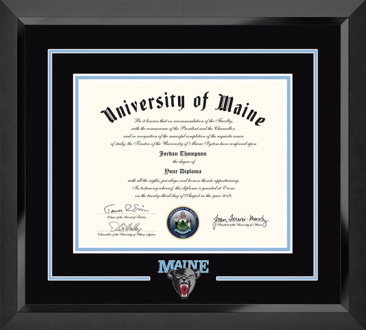 Church Hill Black Bear Dimensions Diploma Frame